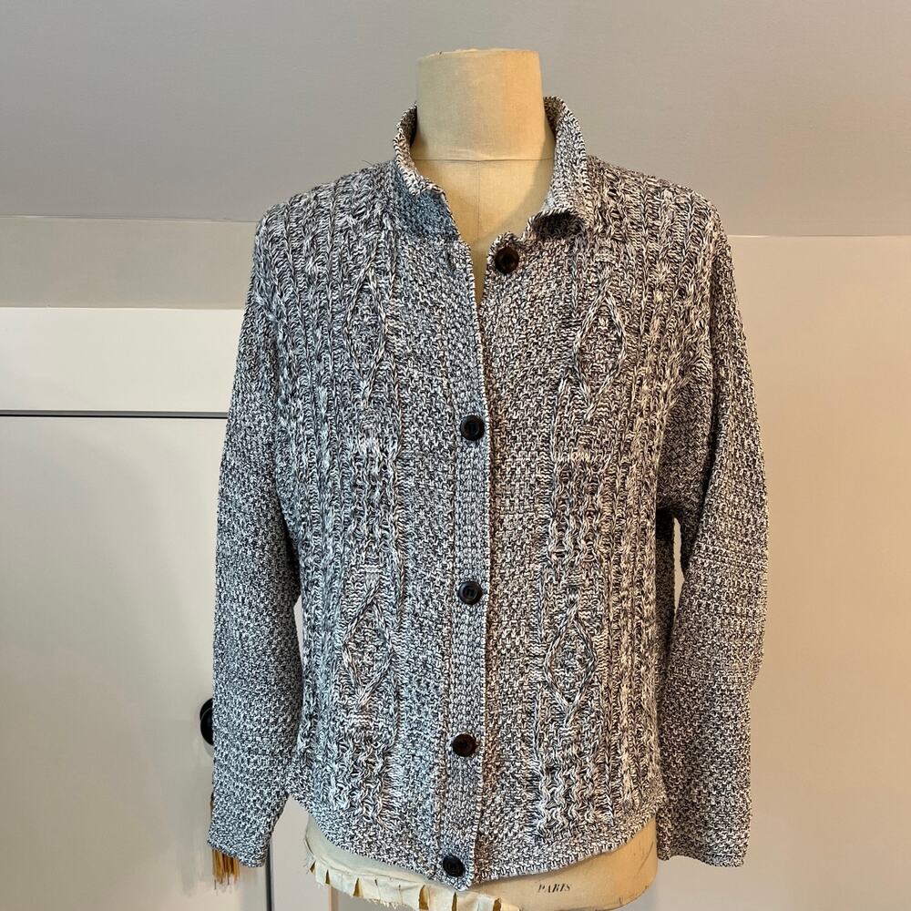 Geoffrey Beene SPORT Gray Knit Cardigan SZ LARGE